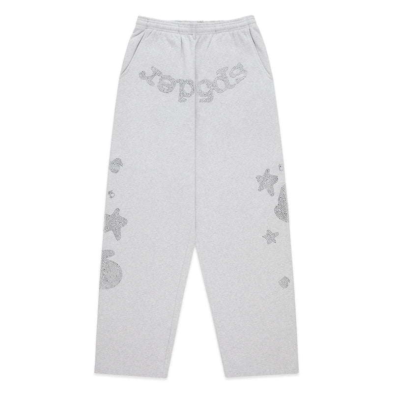 SP5DER - Rhinestone Beluga V2 Sweatpants - Heather Grey