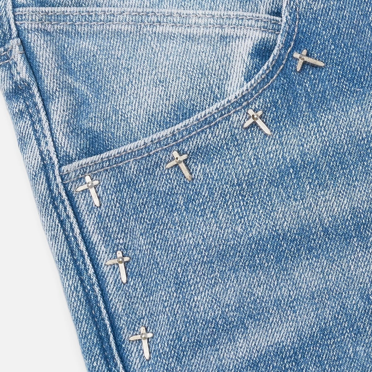 RTA - Bryant Skinny Studded Cross Jean - Medium Blue