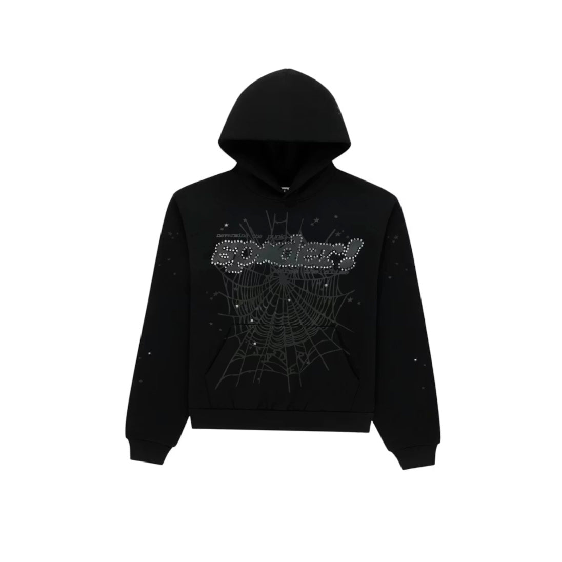 SP5DER - Rhinestone Punk V2 Hoodie - Black