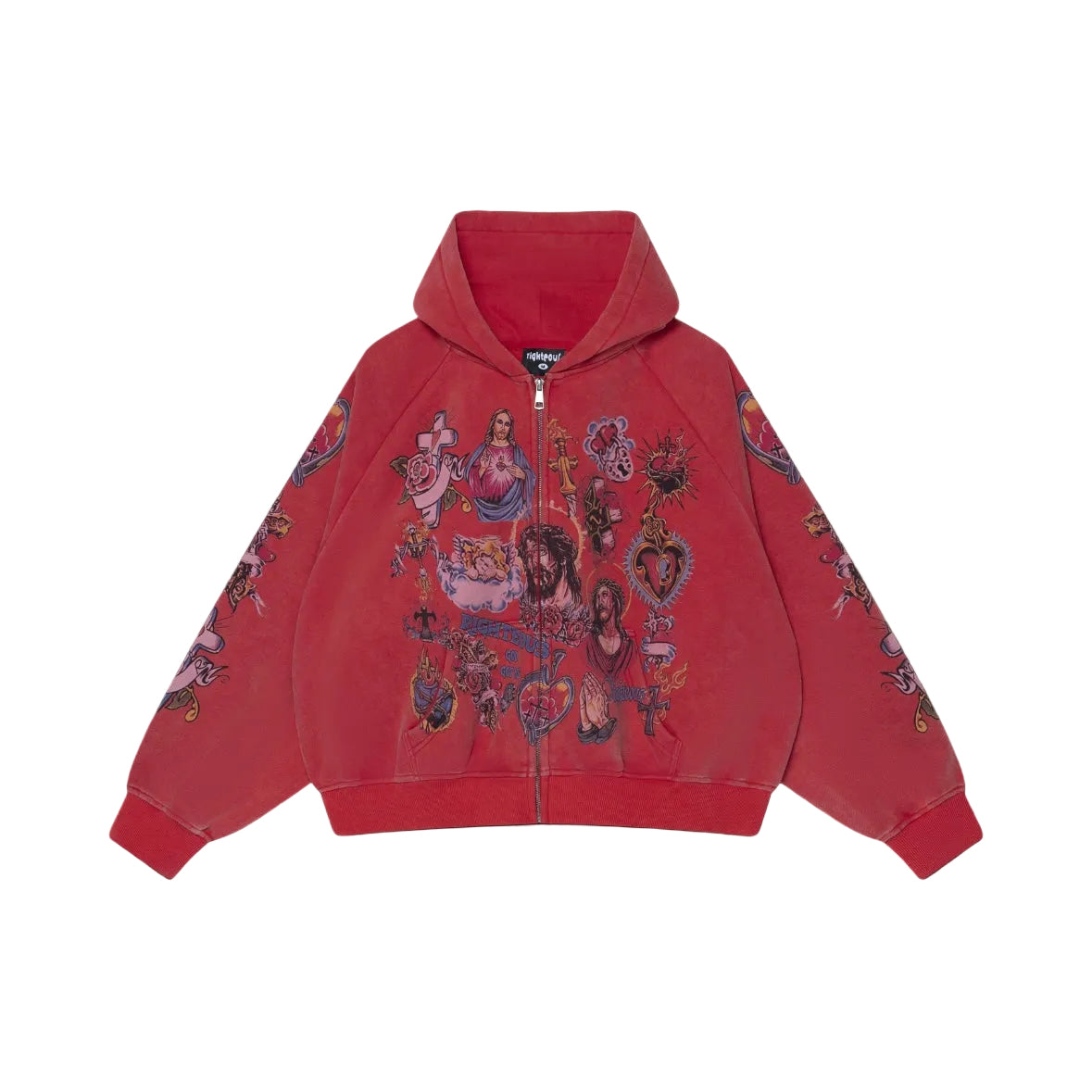 We Are Righteous - Risen King Cropped Zip-Up - Red