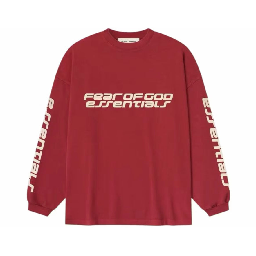 ESSENTIALS - 90’s L/S Tee - Crimson