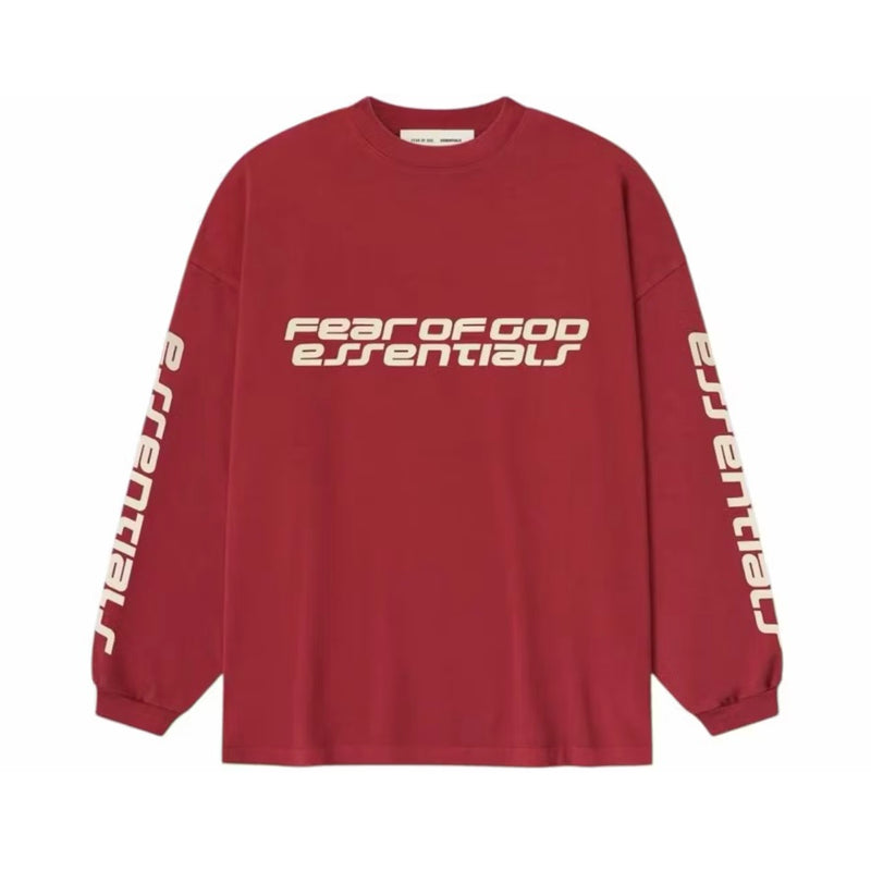 ESSENTIALS - 90’s L/S Tee - Crimson