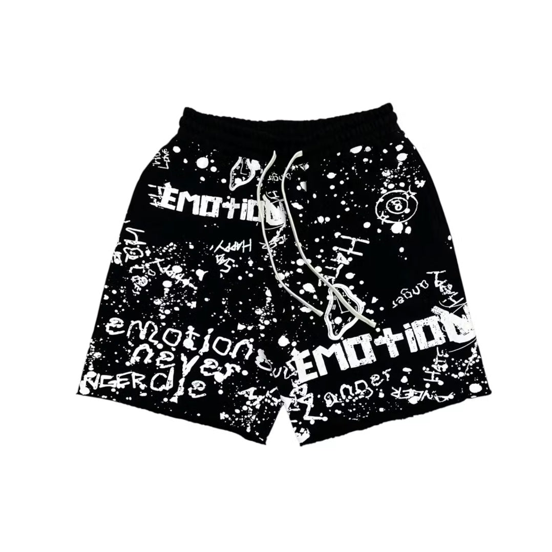 MIXED EMOTION - Graffiti Shorts - Black