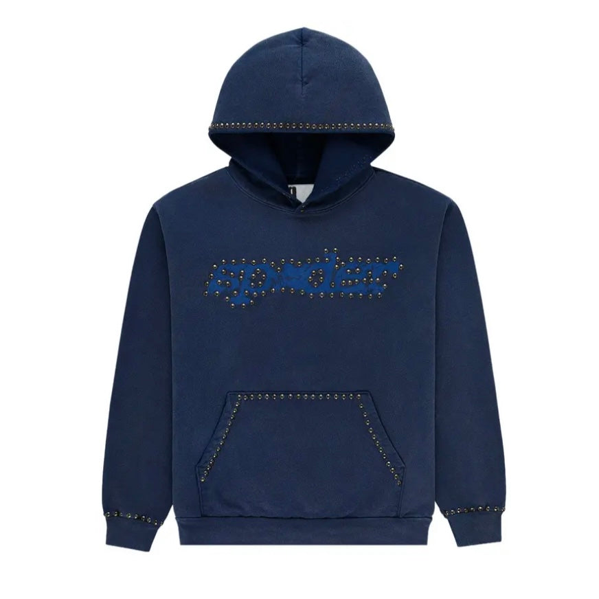 SP5DER - Punk V3 Studded Hoodie - Blue
