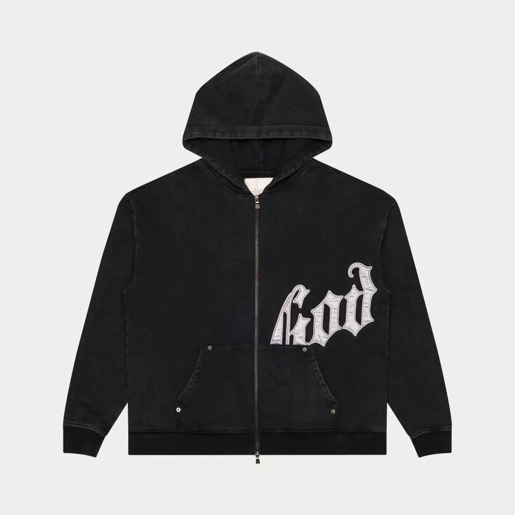 GODSPEED - OG Logo V2 Zip-Up - Black/Silver Satin