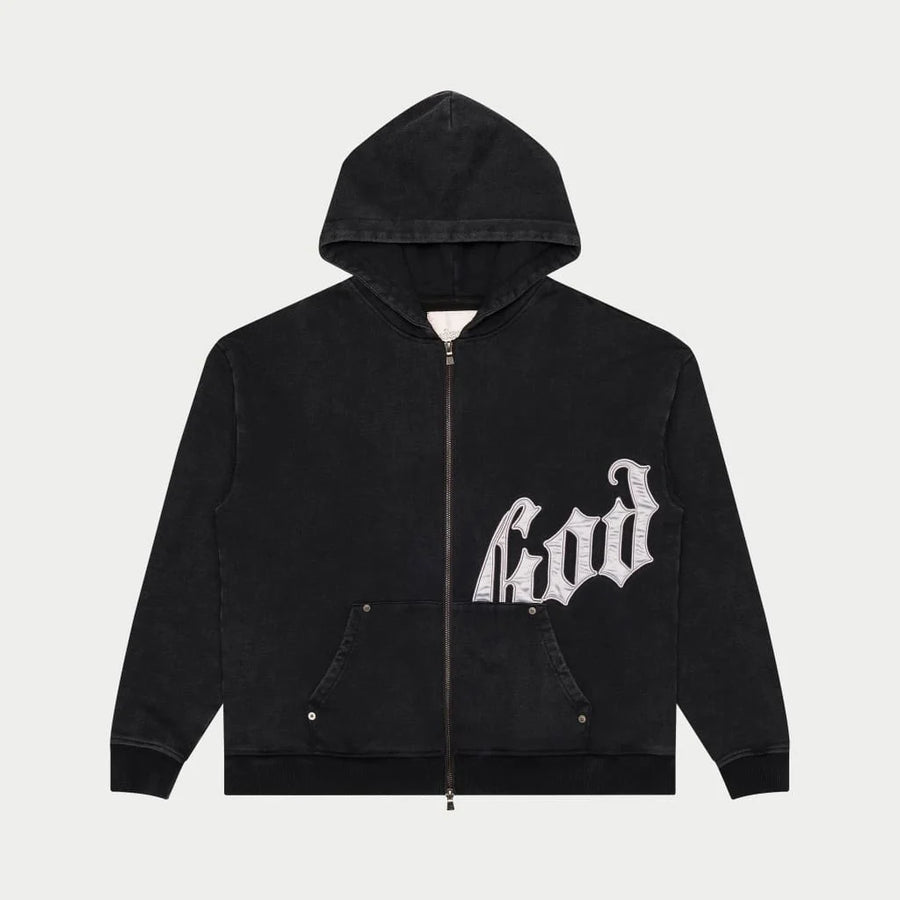 GODSPEED - OG Logo V2 Zip-Up - Black/Silver Satin