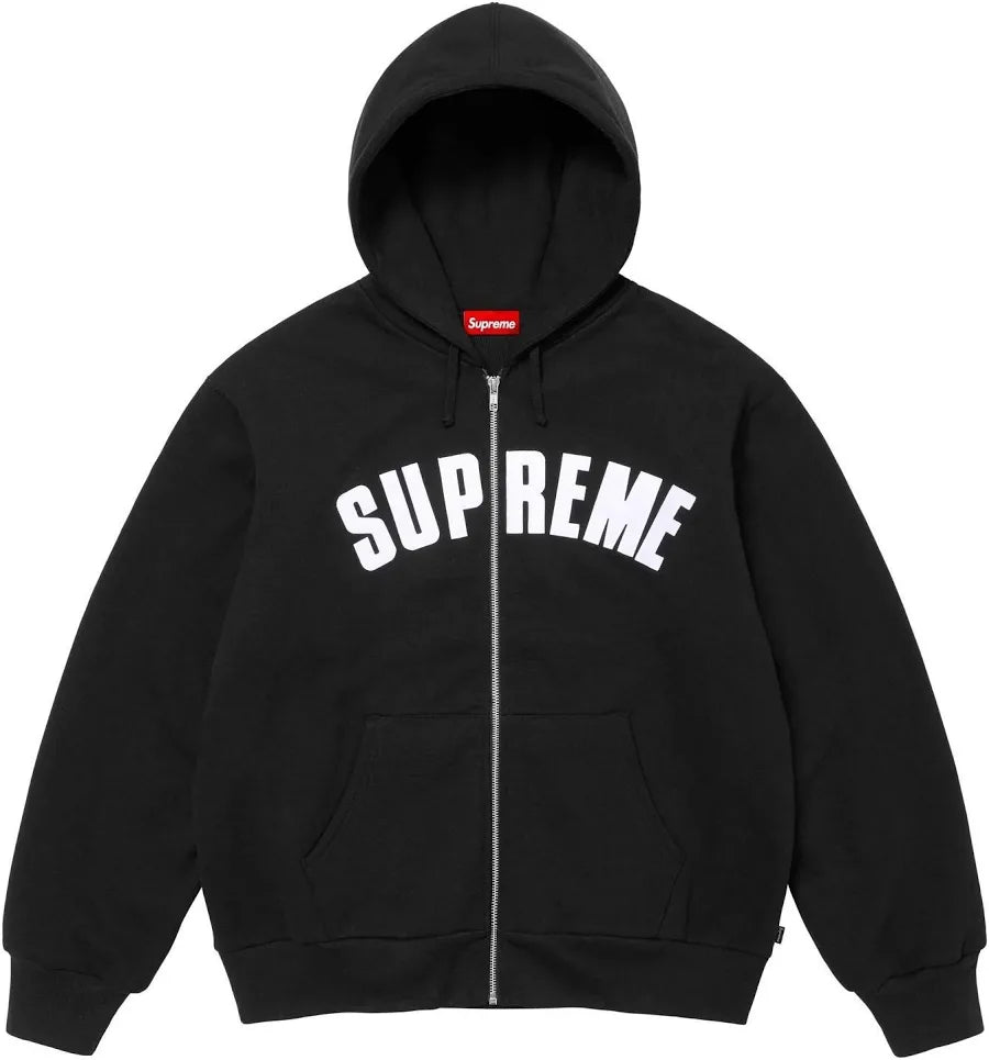 Supreme Arc Thermal Lined Zip Up Hoodie - Black/White