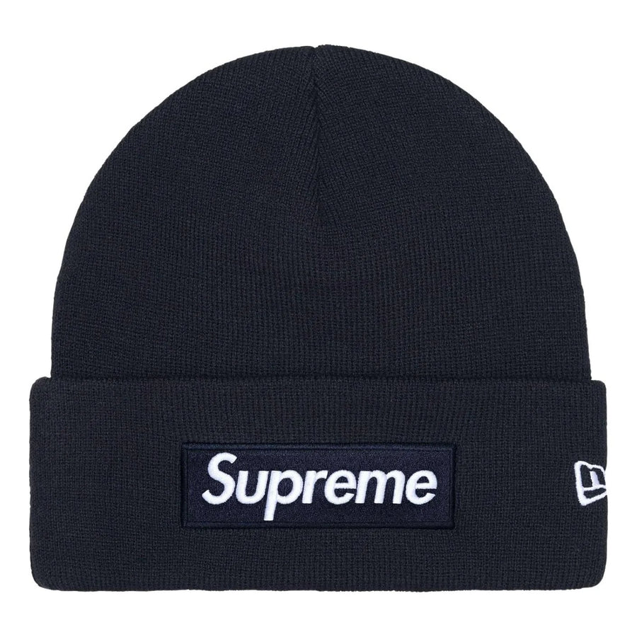 Supreme New Era Box Logo Beanie (SS25) - Navy
