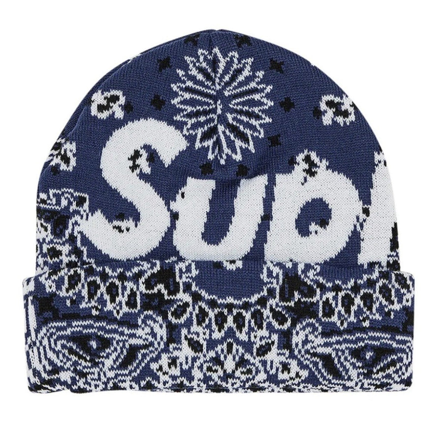 Supreme Bandana Big Logo Beanie (SS24) - Navy