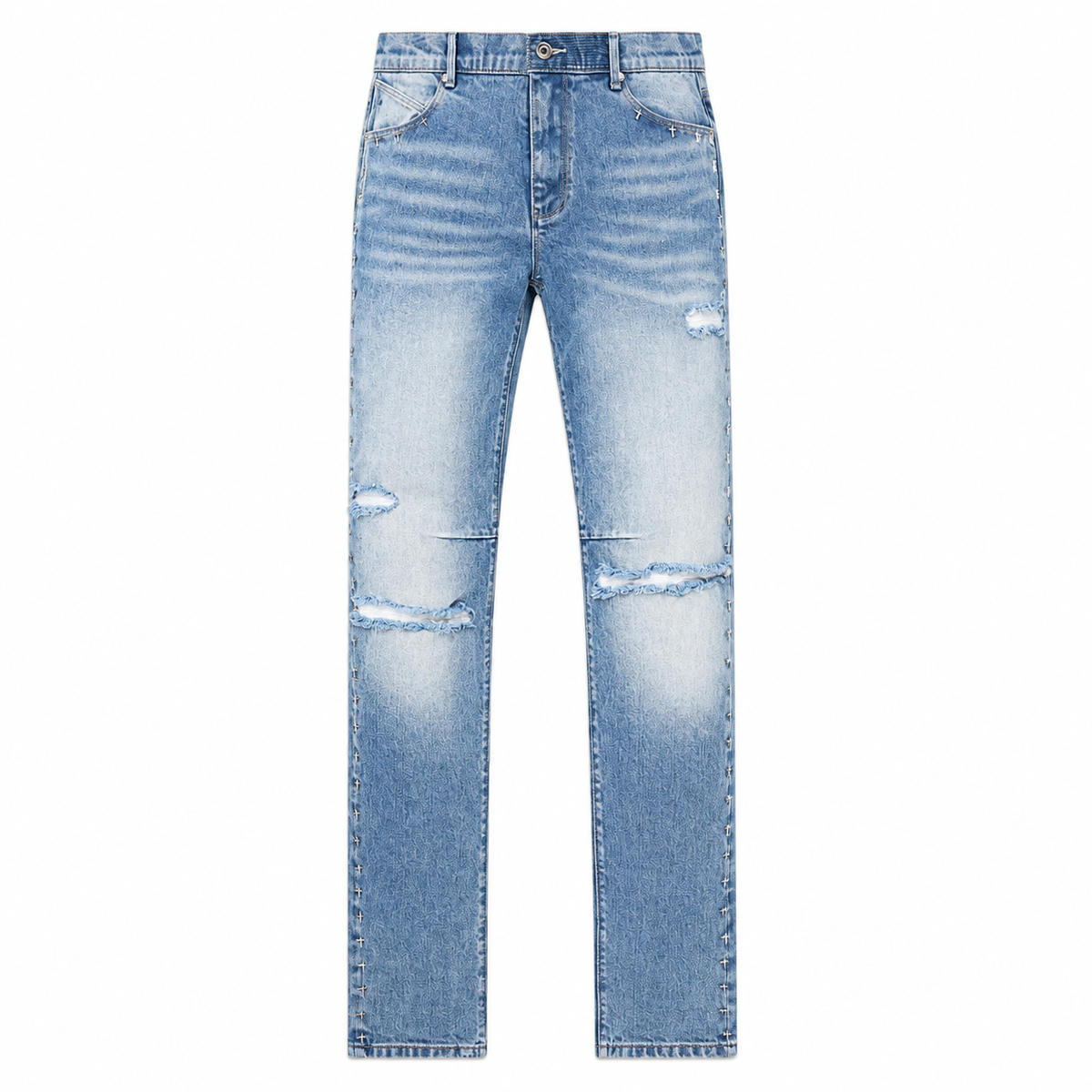 RTA - Bryant Skinny Studded Cross Jean - Medium Blue