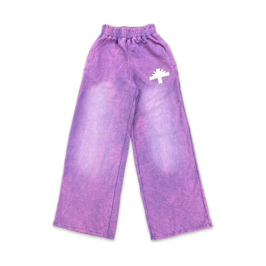 VERTABRAE - Sweatpants Wide Leg - Washed Purple