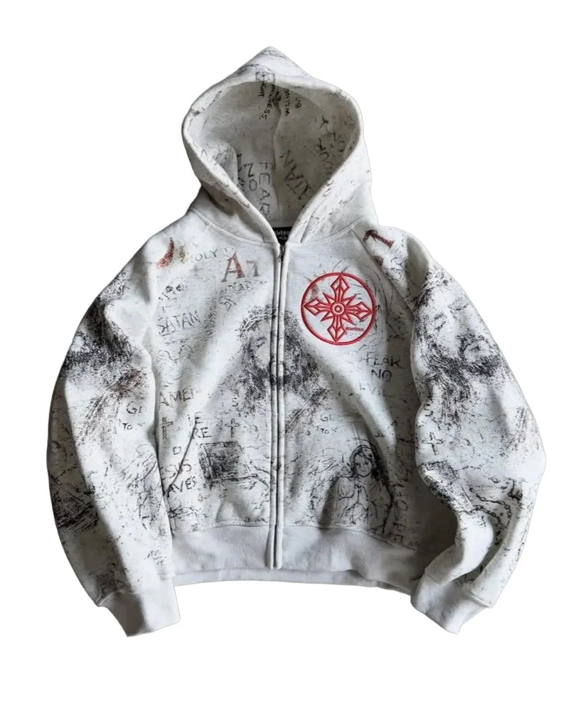 We Are Righteous - Fear No Evil Zip-Up - Grey