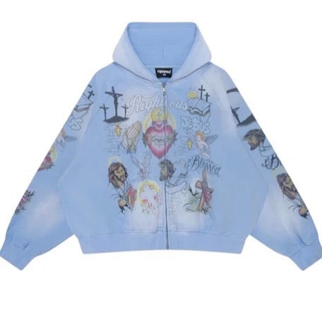 We Are Righteous - Sacred Revival Zip-Up - Blue