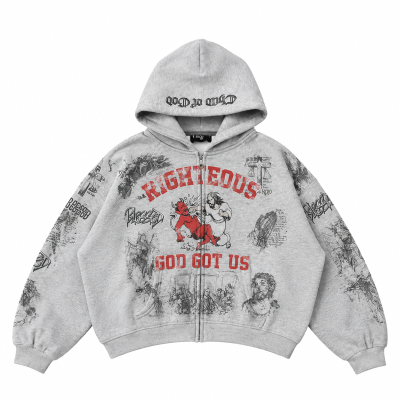 We Are Righteous - God Got Us Zip-Up - Grey