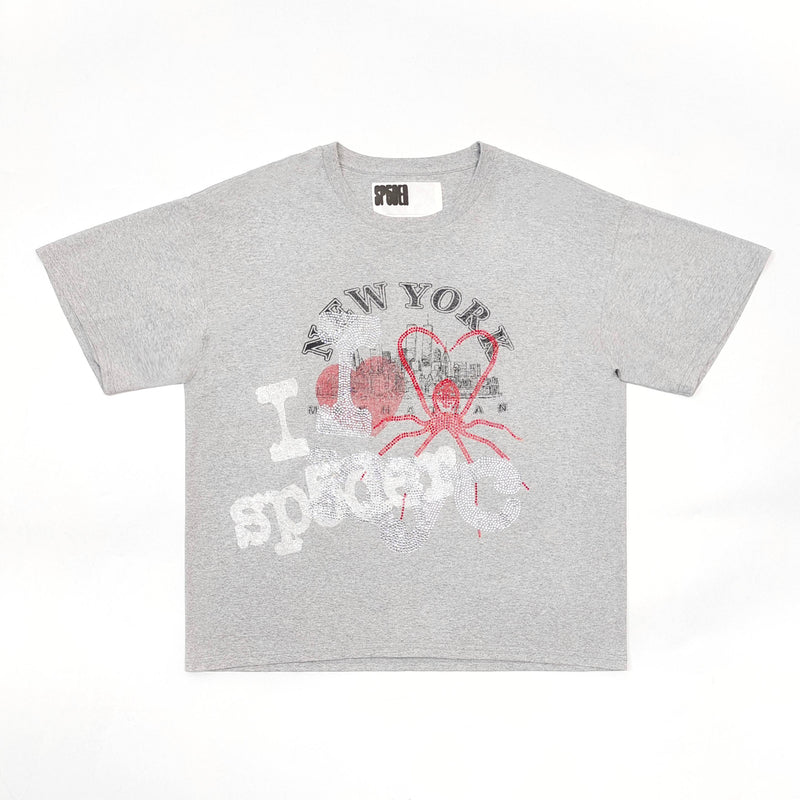 SP5DER - I Love New York Rhinestone Tee - Grey