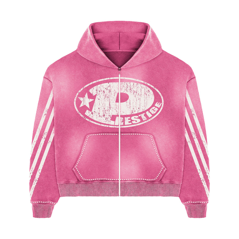 Prestige Collections - P Logo Rhinestone Zip-Up - Pink