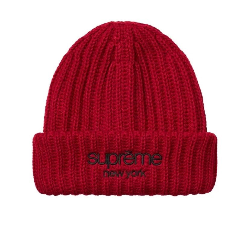 Supreme - Ribbed Classic Logo Beanie - Dark Red
