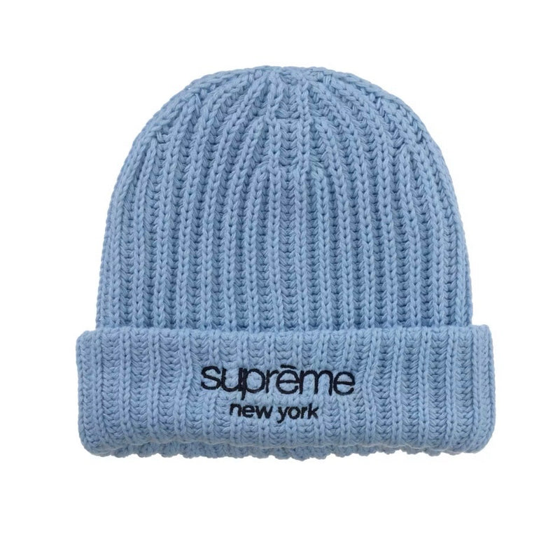 Supreme - Ribbed Classic Logo Beanie - Light Blue