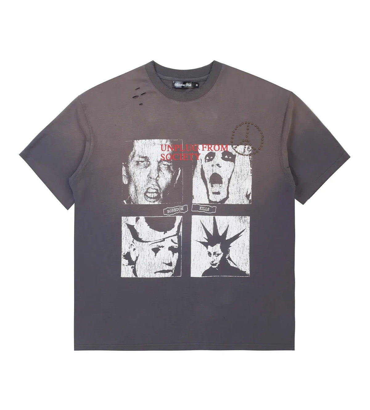 Boredom Kills - Scream Studded Tee - Grey