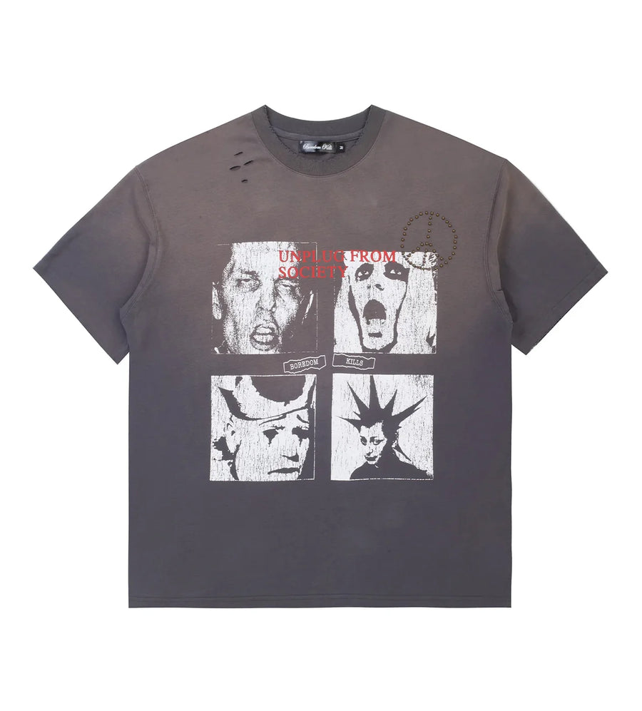 Boredom Kills - Scream Studded Tee - Grey