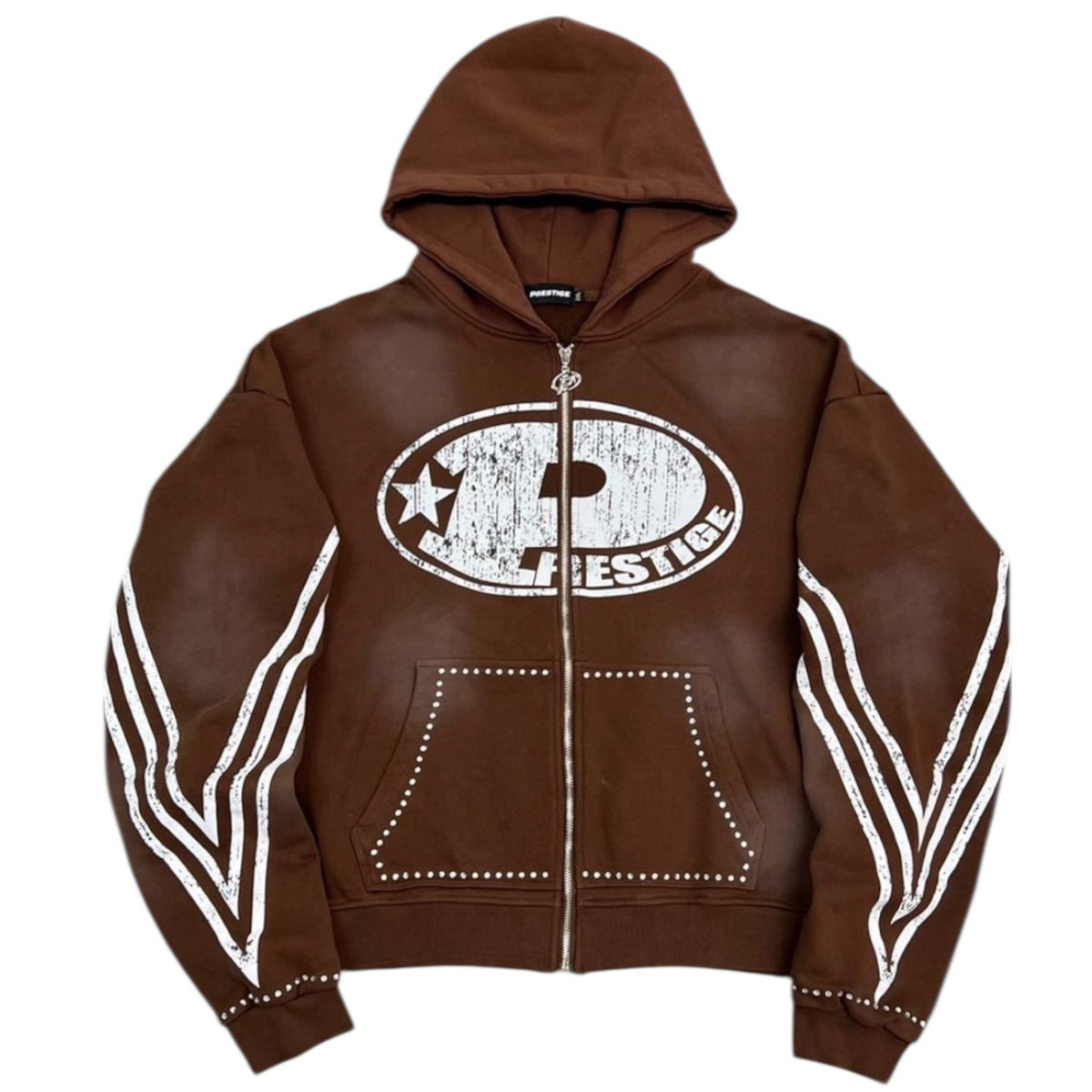 Prestige Collections - P Logo Rhinestone Zip-Up - Brown