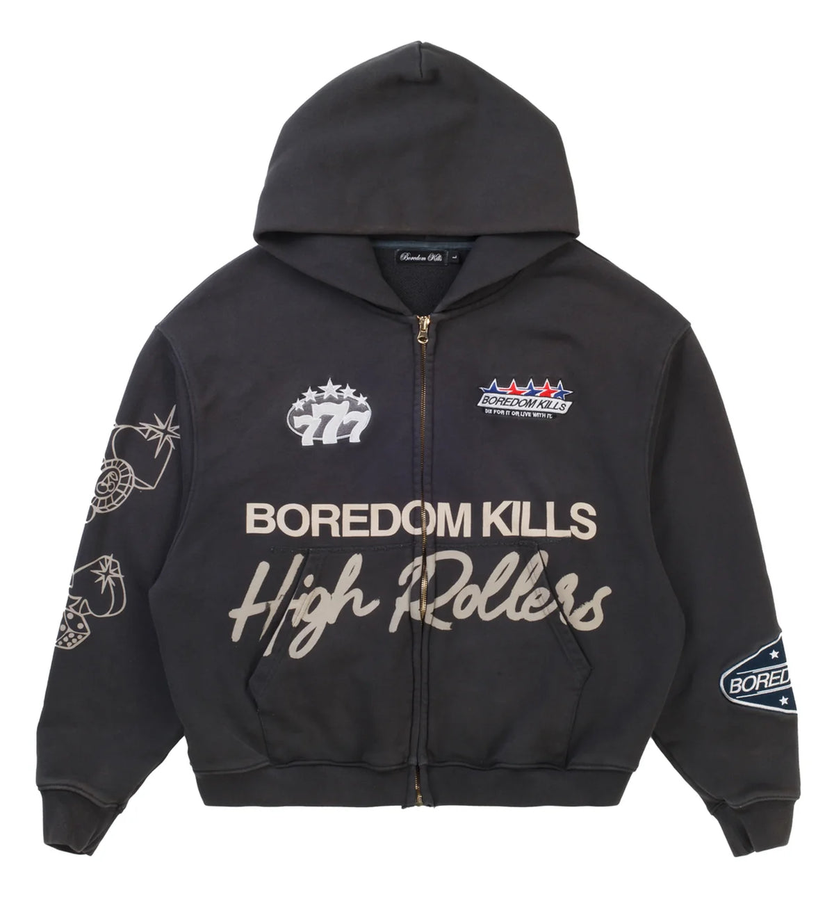 Boredom Kills - High Rollers Zip-Up - Black