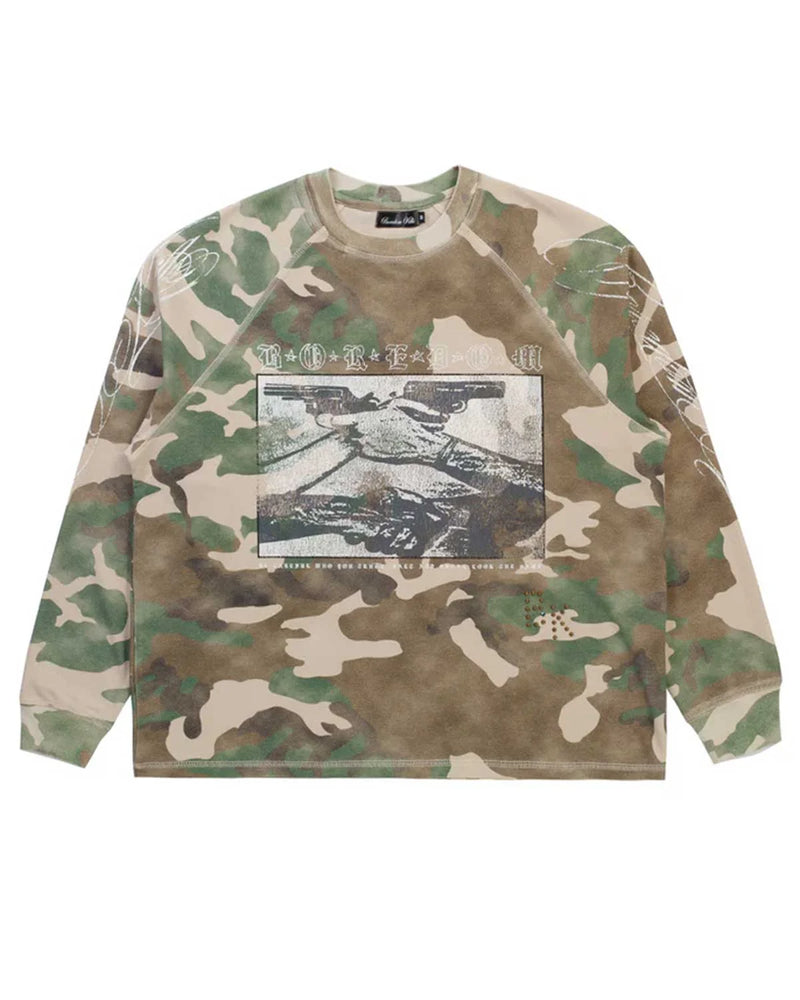 Boredom Kills - Camo Trust L/S Tee - Green