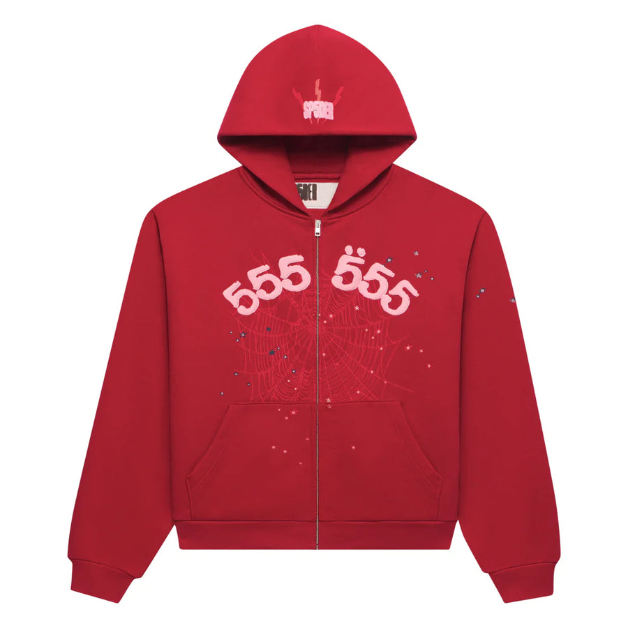 SP5DER - Angel Number Zip-Up - Merlot