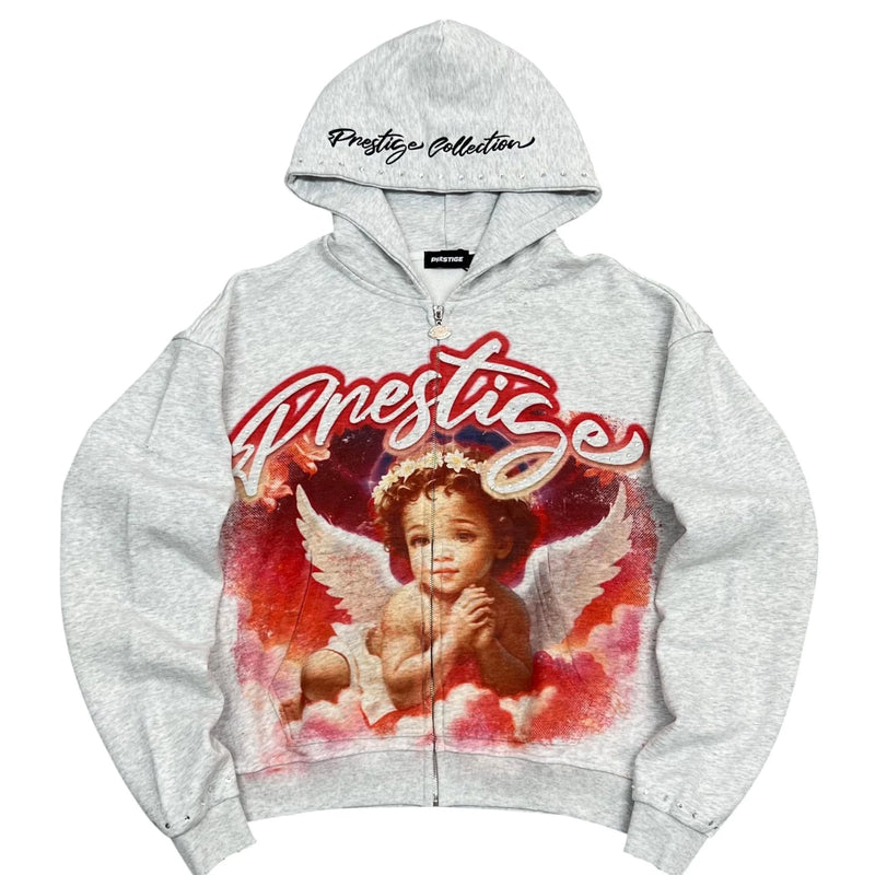 Prestige Collections - Angel Zip-Up - Heather Grey/Red