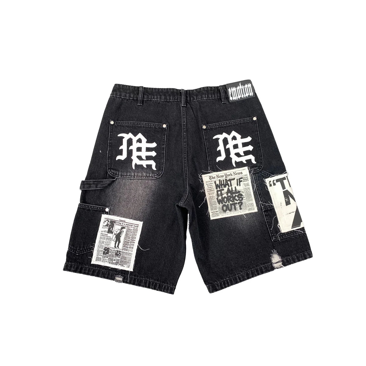 MIXED EMOTION - AI Denim Shorts - Black