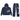 Navy Godspeed full-zip hoodie w/ distressed light gray "God" logo & matching sweatpants w/ vertical "Godspeed" logo & snap cuffs.