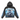 Godspeed Aura Farm Black Wash hoodie with front graphic: 'Godspeed' text, robot farmer in straw hat & overalls with coffee. Blue digital flames on sleeves.