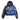 Vale Forever Bipolar zip-up, distressed black & blue split-color. White 'VALLE,' gold 'Forever' text, cartoons, front pockets.