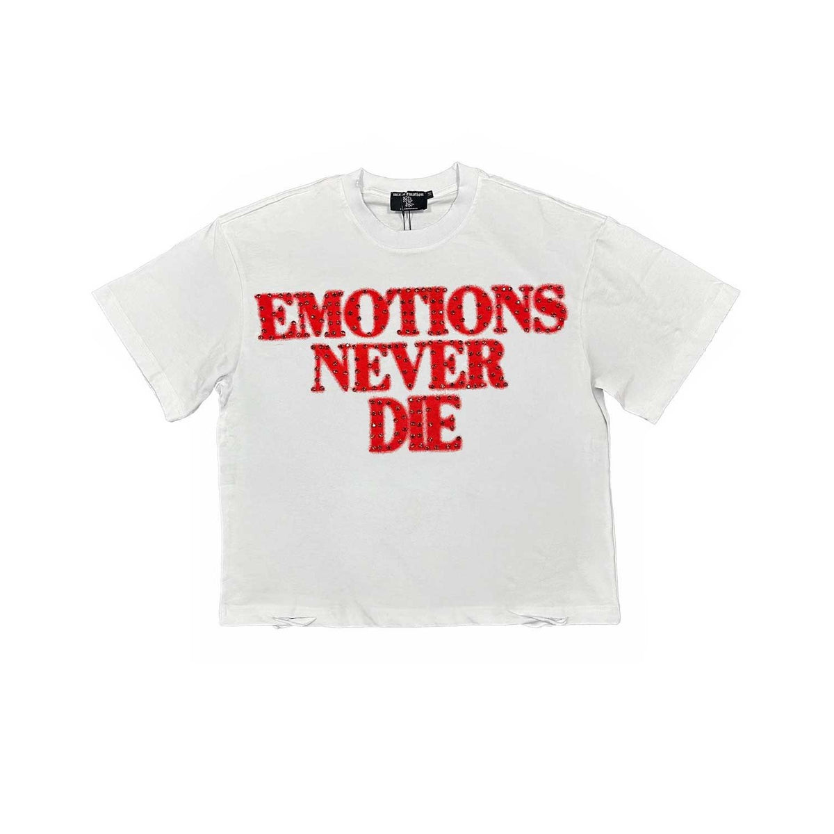 MIXED EMOTION - Rhinestone Tee End - White/Red