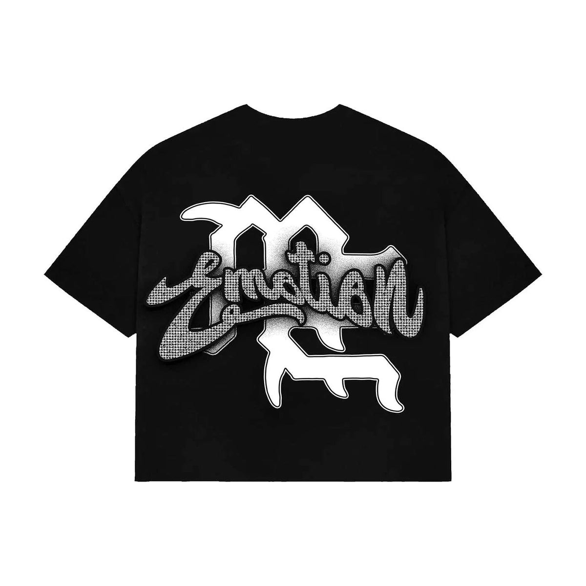 MIXED EMOTION - Rhinestone Cupid Cropped Tee - Black