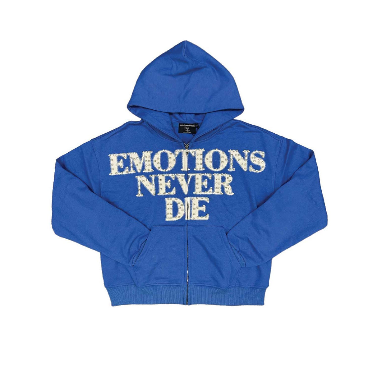 MIXED EMOTION - Rhinestone Zip-Up - End - Blue