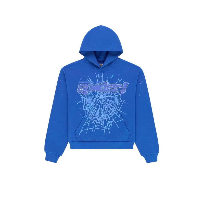 SP5DER - Rhinestone Punk V2 Hoodie - Blue