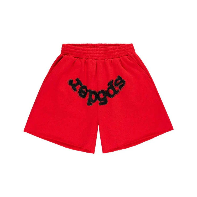 SP5DER - Studded OG Web Sweatshort - Red